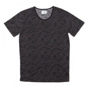 SHADES OF GREY by Micah Cohen TEE SHIRT Low Crew Neck CHARCOAL Zebra PRINT